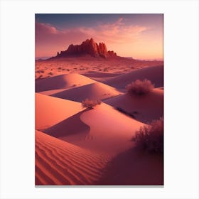 Desert Landscape With Orange And Pink Skies Canvas Print