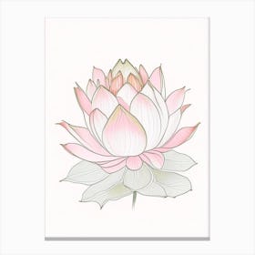 Lotus Flower Pattern Pencil Illustration 3 Canvas Print