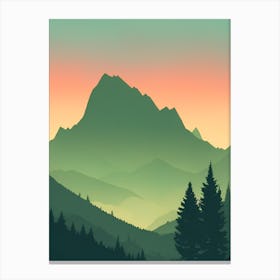 Misty Mountains Vertical Composition In Green Tone 152 Canvas Print