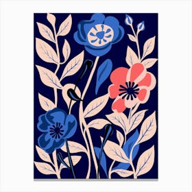 Blue Flower Illustration Gloriosa Lily 2 Canvas Print