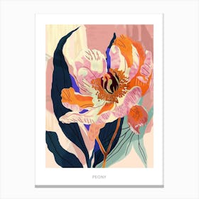 Colourful Flower Illustration Poster Peony 1 Canvas Print