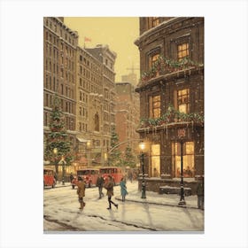 Vintage Winter Illustration New York City Usa 7 Canvas Print
