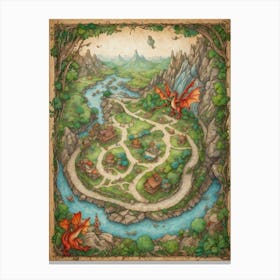 Map Of The Land Of Dragons Canvas Print