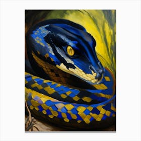 Black Spitting Cobra Snake Painting Canvas Print