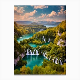 Plitvice Lakes National Park Croatia Vintage Poster Canvas Print