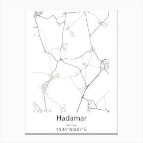 Hadamar,Germany Minimalist Map Canvas Print