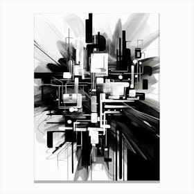 Technology Abstract Black And White 5 Canvas Print