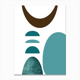 Teal and Brown Geometric Abstract Art Canvas Print