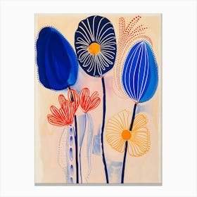 Flowers In Blue And Orange Canvas Print