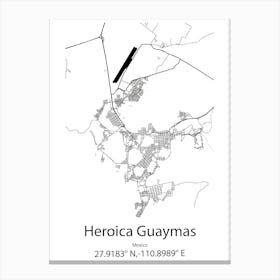 Heroica Guaymas,Mexico Minimalist Map Canvas Print