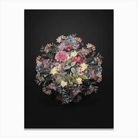 Vintage China Rose Flower Wreath on Wrought Iron Black n.2403 Canvas Print