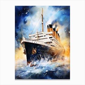 Titanic Ship Watercolour Painting 4 Canvas Print