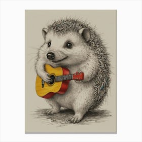 Hedgehog Playing Guitar 11 Canvas Print