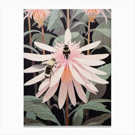 Flower Illustration Bee Balm 4 Canvas Print