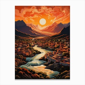 Sunset In Tibet Canvas Print