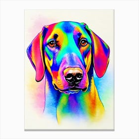 Doberman Pinscher Rainbow Oil Painting dog Canvas Print