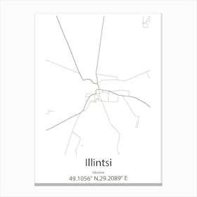 Illintsi,Ukraine Minimalist Map Canvas Print