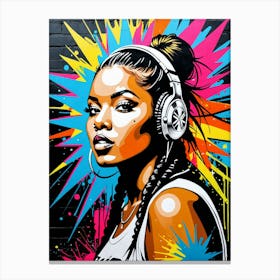 Graffiti Mural Of Beautiful Hip Hop Girl 11 Canvas Print