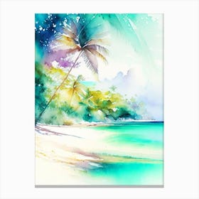 Muri Beach Cook Islands Watercolour Pastel Tropical Destination Canvas Print