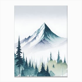 Mountain And Forest In Minimalist Watercolor Vertical Composition 89 Canvas Print
