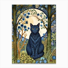 William Morris Blue Cat In The Woods Canvas Print