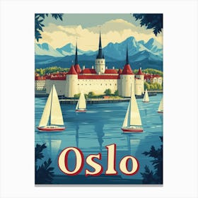 Aihrgdesign A Retro Travel Poster For Oslo 4 Canvas Print