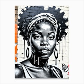 Vintage Graffiti Mural Of Beautiful Black Woman 112 Canvas Print