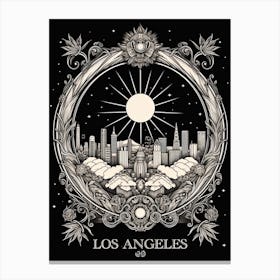 Los Angeles, United States,, Tarot Card Travel  Line Art 3 Canvas Print