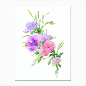 Lisianthus 2 Watercolour Flower Canvas Print