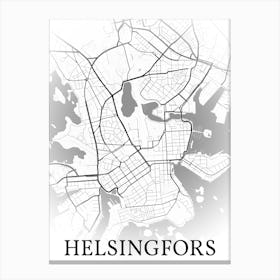 Helsingfors, Finland, City Map, Black And White Fade Design Stampe su tela