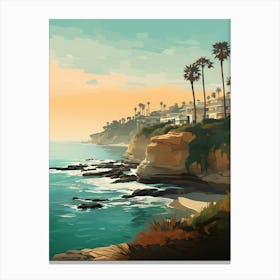 La Jolla Cove San Diego California Mediterranean Style Illustration 3 Canvas Print