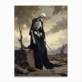 Skeleton In The Desert Canvas Print