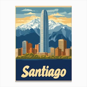 Aihrgdesign A Vintage Travel Poster Of Santiago 1 Canvas Print