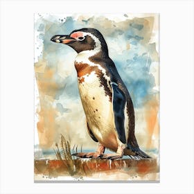 Humboldt Penguin Stewart Island Ulva Island Watercolour Painting 2 Canvas Print