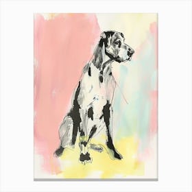 Great Dane Dog Pastel Line Watercolour Illustration  2 Canvas Print