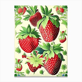 Strawberry Fruit, Market, Fruit, Vintage Botanical Canvas Print