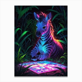 Neon Zebra 1 Canvas Print
