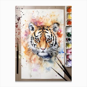 Tiger Illustration Crafting Watercolour 4 Canvas Print