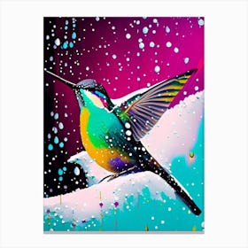 Hummingbird In Snowfall Andy Warhol Inspired Canvas Print