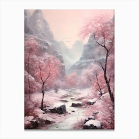 Dreamy Winter Painting Zion National Park United States 2 Canvas Print