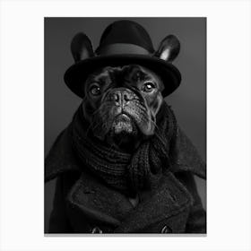 French Bulldog wearing a hat Canvas Print