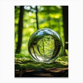 Crystal Clear Sphere Of Earth Suspended In A Lush Forest Setting Sunlight Filtering Through The Can (3) Canvas Print