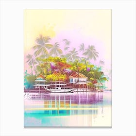 Mactan Island Philippines Watercolour Pastel Tropical Destination Canvas Print