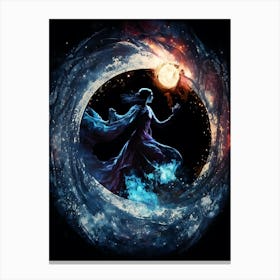 Moon And The Woman Canvas Print