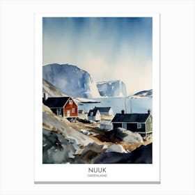 Nuuk 4 Watercolour Travel Poster Canvas Print