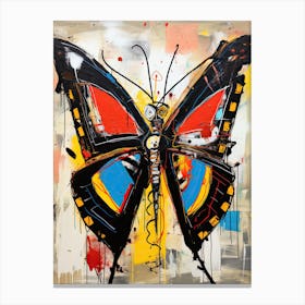 Butterfly red&blue in Basquiat's Style Canvas Print