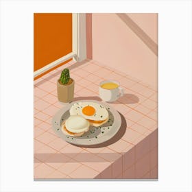 Pink Breakfast Food Eggs Benedict 1 Canvas Print