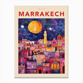Marrakech Morocco 7 Fauvist Travel Poster Canvas Print