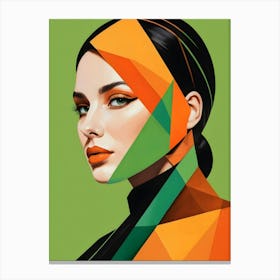 Geometric Woman Portrait Pop Art (46) Canvas Print