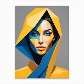 Geometric Woman Portrait Pop Art Fashion Yellow (5) Canvas Print